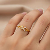 Gold-plated CZ Stone Butterfly Finger Ring