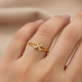 Gold-plated CZ Stone Butterfly Finger Ring
