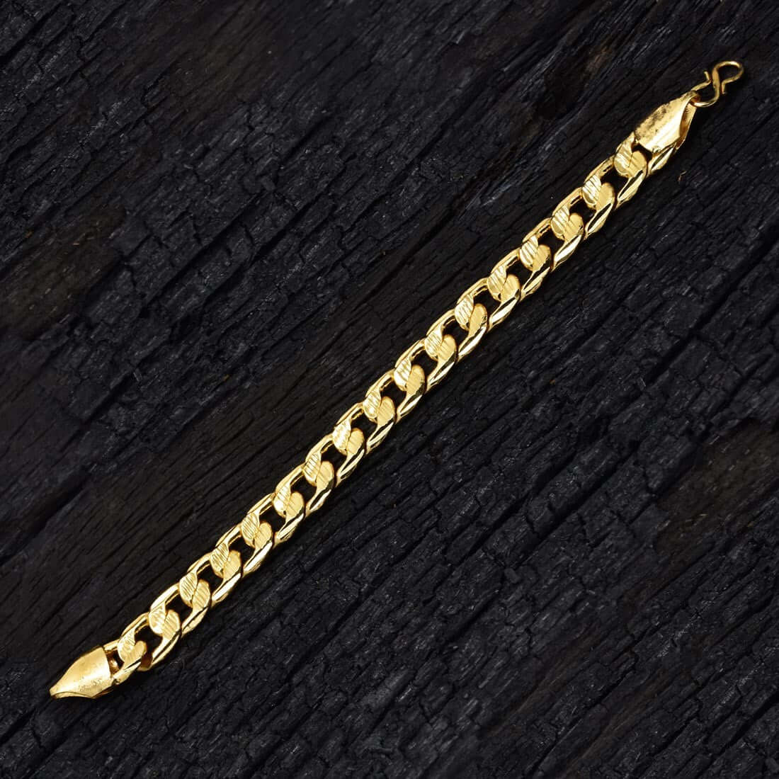 Golden Men's Cuban Curb Link Thick Bracelet