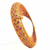 Antique Matte Finish Ruby Screw Bangle Kada