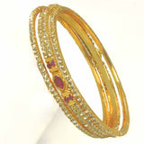 Premium Designer Ruby and Cz Stone Bangles Set