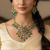 ആന്റിക് വിക്ടോറിയൻ സ്റ്റൈൽ ലക്ഷ്മി സിസെഡ് സ്റ്റോൺ ഹസ്ലി നെക്ലേസ് സെറ്റ്