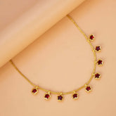 Stylish Gold Plated Star Stone Charms Choker- Red