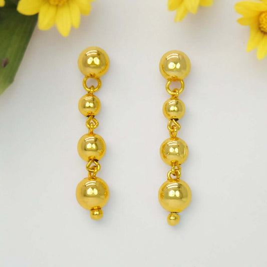 Stunning Golden Step Balls Hanging Ear Drops