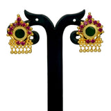 Kerala Design Gold Plated Round Enamel Ear Studs