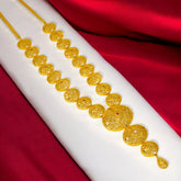 ട്രെൻഡി ഗോൾഡ് പ്ലേറ്റഡ് മെഷ് ഡിസൈനർ റൂബി CZ ബ്രൈഡൽ ലോംഗ് ചെയിൻ