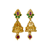 Small Gold Plated Ruby Emerald Jhumki Earrings