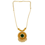 Stunning Gold Plated Green Enamel Pendant Necklace