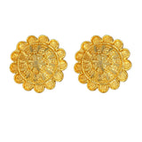 Trendy Gold Plated Floral Round Ear Studs