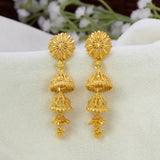 Gold-Plated Three-Layer Indian Jhumka Earrings
