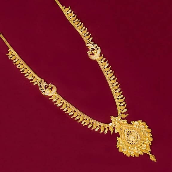 Elegant Gold Plated Net Mango Long Chain with Pendant