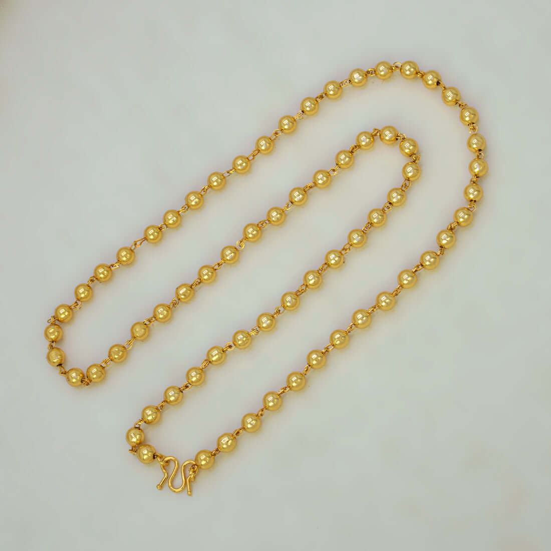 Unisex Gold Plated Big Ball Bead Chain featuring big round beads and fine gold wire wraps for elegance.