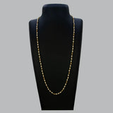 Gold Plated Pearl Mala Chain displayed on a jewelry bust, showcasing alternating pearl and gold accent beads.