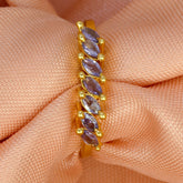 Versatile Adjustable Gold Plated Ladies Stone Finger Ring