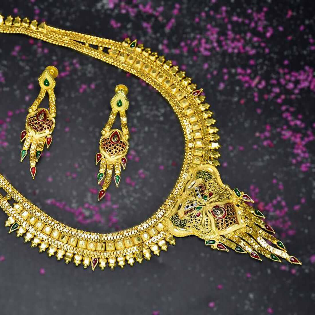 Alluring Gold Plated Muslim Lappa Long Necklace Set