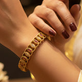 Alluring Gold Plated Wedding Ruby CZ Bangle
