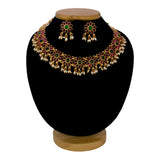 Floral Multi Kemp and Pearls Necklace Set