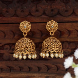 Antique Floral Crystal Hanging Jhumka Earrings
