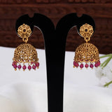 Antique Floral Crystal Hanging Jhumka Earrings with intricate design and vibrant beads.