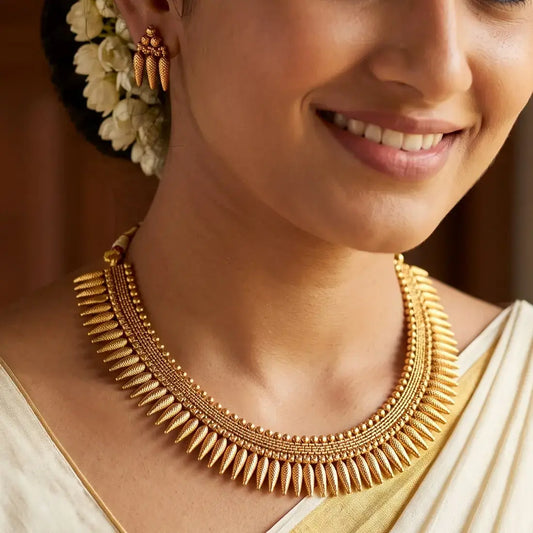 Antique Gold-Plated Jasmine Buds Necklace Set