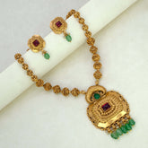 Antique-Gold-Plated-Kemp-Pendant-Necklace-Set