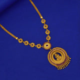 Antique Floral Semi-precious Stone Lakshmi Pendant Necklace