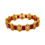 Astonishing Antique Gold Plated Red Stone Lakshmi Bangle
