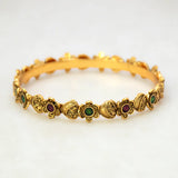 Antique Heart Floral Kemp Stone Victorian Bangle