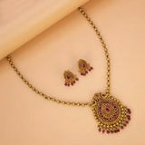 Antique Gold Plated Ball Chain Big Tear Drop Pendant Set