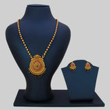 Antique Gold Plated Ball Chain Big Tear Drop Pendant Set- Multi Colour