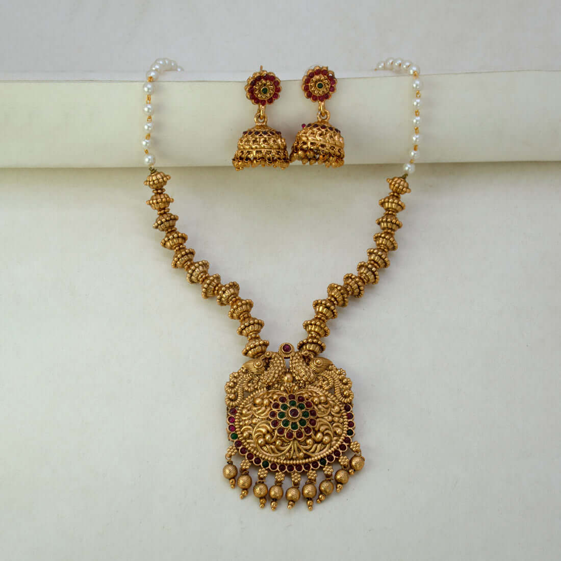 Antique-Kemp-Peacock-Pendant-Necklace-Set