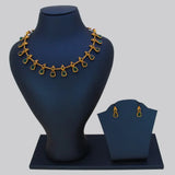 Antique Gold Plated Kemp Stone Bell Necklace Set - Green