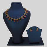 Antique Gold Plated Kemp Stone Bell Necklace Set - Multi colour