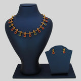 Antique Gold Plated Kemp Stone Bell Necklace Set - Multi colour