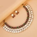 Antique Kemp Stone Lakshmi Kasu Choker Set with kemp stones and Lakshmi coins, showcasing vintage charm.