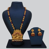 Antique Temple Gajalakshmi Pendant Necklace Set - Maroon