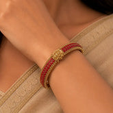 Antique Matte Lakshmi Coral Red Stone Bangle