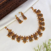Antique Floral Kemp Stone Lakshmi Necklace Set