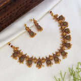 Antique Floral Kemp Stone Lakshmi Necklace Set