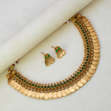 Antique Lakshmi Kasu Green Kemp Choker Necklace Set