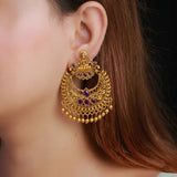 Antique Lakshmi Kemp Chandbali Earrings