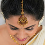 Antique Gold Lakshmi Kemp Stone Maang Tikka