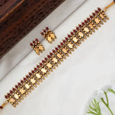 Antique Red Kemp Stone Elakkathali Necklace Set