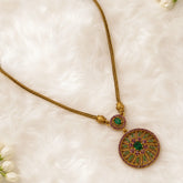 Antique Ruby Emerald Stone Round Pendant Necklace
