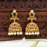 Antique Multi Stone Pearl Hanging Peacock Jhumka