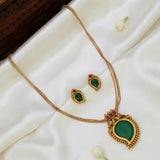Antique Gold Green Mango Pendant Necklace Set