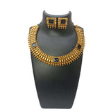 Antique Gold Plated Peacock Design Black Stone Choker Set