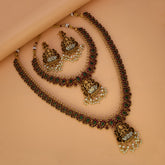 പരമ്പരാഗത മാറ്റ് ഗോൾഡ് പ്ലേറ്റഡ് ലക്ഷ്മി ബ്രൈഡൽ ആഭരണ സെറ്റ്