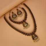 पारंपरिक मैट गोल्ड प्लेटेड लक्ष्मी ब्राइडल ज्वेलरी सेट