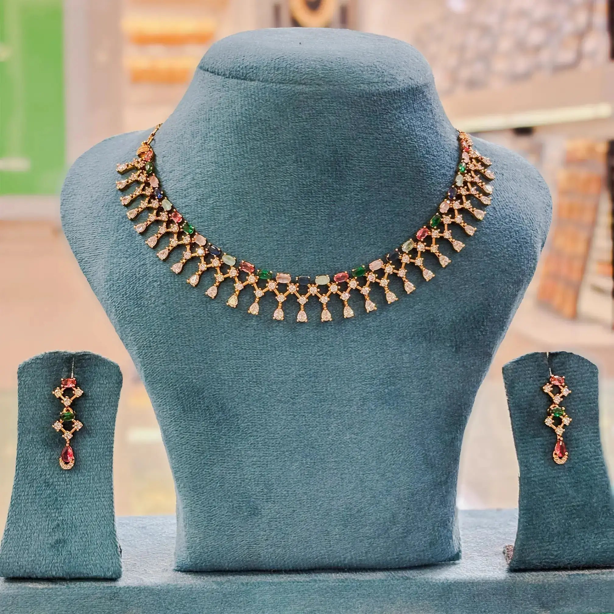 Antique Multi-Colour Stone Victorian Necklace Set